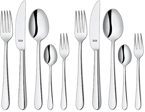 Silit Midi Besteck Set 6 Personen, 30-teilig, Monobloc-Messer, Crominox Edelstahl 18/10 poliert, glänzend, spülmaschinengeeignet (Packung mit 2)
