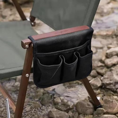 Armlehnen-Organizer für Campingstühle – Seitliche Aufbewahrungstasche für Strandstühle, Outdoor-Klappstuhltasche mit 4 Fächern, 33 cm L x 25 cm B