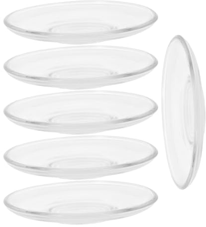 FONDOTIN Set 6 Sottobicchieri in Vetro Trasparente 9x9 Cm Piattini Rotondi per Tazze da tè Sottopiatto per Snack Uso Domestico e Ristorazione