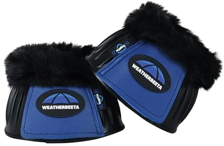 WeatherBeeta Tough-Tec Prime Fleece Trim Rubber Bell Boots, Black/Cobalt, Large