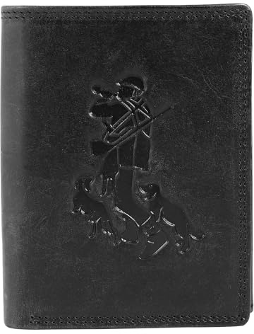 Akzent Geldbörse für Herren aus Leder in Schwarz, Geldbeutel mit Druckknopf in 9,5 x 12 x 2 cm