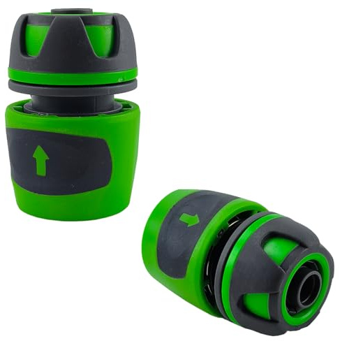 RIEGOPRO Conectores Rápidos para Manguera de Jardín – Bicomponente Antideslizante – Pack 2 Unidades (15mm, Sin Aquastop)