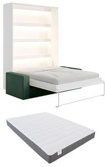 Vente-unique - Schrankbett 2 Rapili - Holzspan - weiß