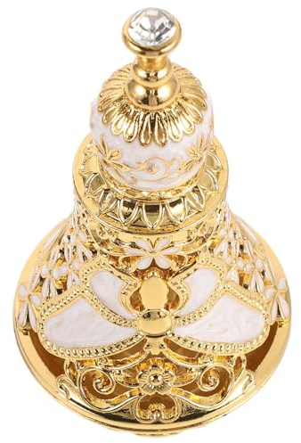 Vintage 15ml Glass Perfume Bottle with Enamel Flower, Zinc Alloy Cap | Refillable, Secure Seal, Portable Compact Size, for Special Outings and Daily Commutes