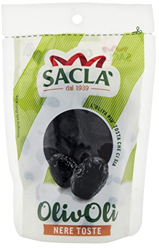 Saclà, OlivOlì, Olive Nere Toste, Ideali per Insalate e per Arricchire i Tuoi Piatti, Busta, 100g, Confezione da 24 pezzi