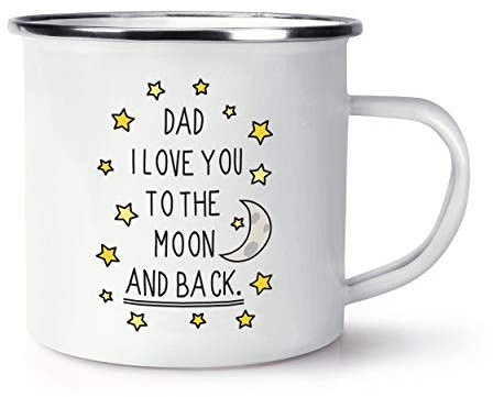 Papa I Love You To The Moon And Back Rétro Émail Tasse Mug