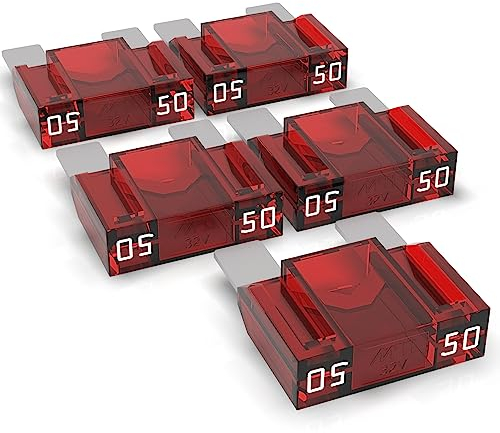 AUPROTEC Maxi Flachstecksicherung 20A - 80A Stecksicherung Schmelzsicherung Auswahl: 50A Ampere rot, 5 Stück