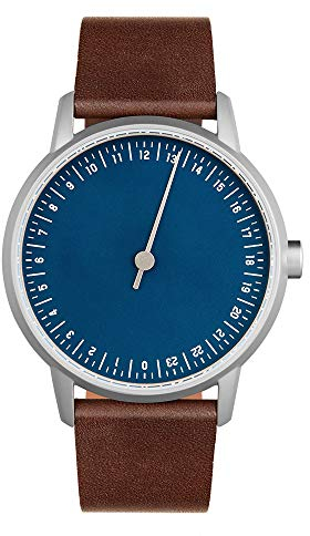slow Round 13 - Dark Brown Leather, Silver Case, Blue Dial