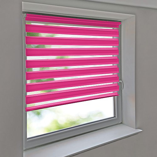 Sonnenschutz-HH - Doppelrollo Klemmfix ohne Bohren Vario Seitenzug Duorollo AUSSENMAß Breite 70 x 150 cm Höhe - rosa/pink