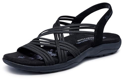 Skechers Women's Reggae Slim-Simply Stretch Sport Sandal, Black, 6 UK