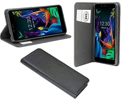 cofi1453® Buch Tasche Smart kompatibel mit LG K20 (2019) Handy Hülle Etui Brieftasche Schutzhülle mit Standfunktion, Kartenfach Schwarz