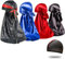 4 x seidige Durags für Herren, 360 Wellen, Designer Do Rag, Award 1 Wave Cap, L-Schwarz, Blau, Schwarz, Rot, MEDIUM
