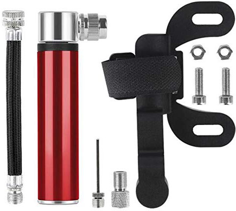 Eyand Red Fahrrad-Pumpe - Aluminiumlegierung beweglicher Mini-Fahrrad-Reifen-Pumpe, Radfahren Rahmen montierte Pumpen Passend Presta und Schrader Ventil, montiert Rahmen Luftpumpe für Road