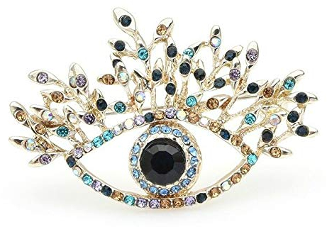WANGGW Broche pour Femmes Bleu Strass Oeil Broches Femmes Alliage Beauté Chanceux Oeil Fleur Mariages Broche Broches Cadeaux Vêtements Broche Cadeau