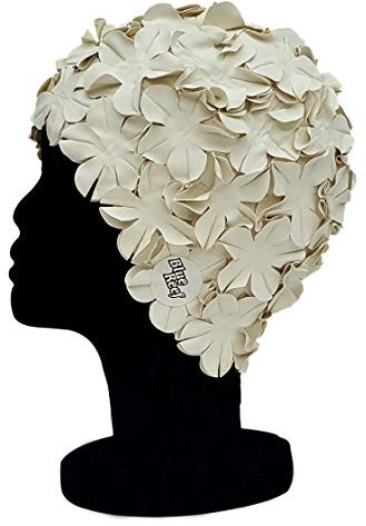 Blue Reef Isla Floral - Gorro de natación para mujer, diseño de pétalos de flores en 3D, color blanco, talla única