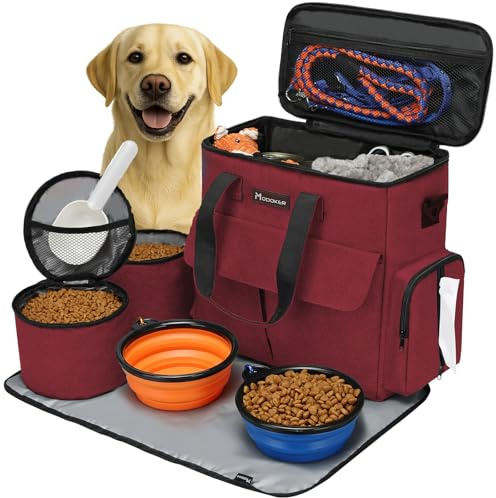 Von Fluggesellschaften zugelassene Haustier-Reisetasche, Wochenend-Hundereiseset für Hund und Katze, von Fluggesellschaften zugelassener Trage-Organizer mit Multifunktionstaschen, Rose Red
