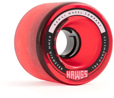 Landyachtz Fatty Hawgs Longboard-Rollen, steingeschliffen, 63 mm, 78 A, transparent, glänzend, Rot, 63 mm, 4 Stück