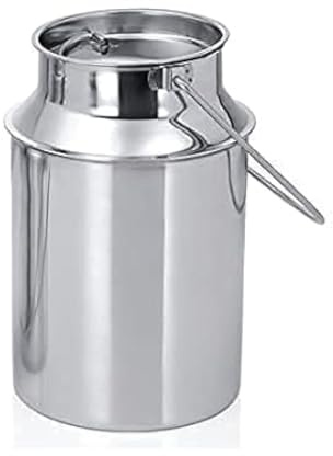 RJ kitchenware Store Lechera de acero inoxidable, lata de aceite, lata de almacenamiento de leche Barni, lata de almacenamiento de leche de acero inoxidable plateado con tapa (1 litro)