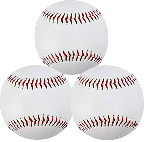 ZYYRSS tomma standard baseballbollar för vuxna och tonåringar, 22,9 cm, gjorda av mjukt läder, för lagspel, tävling, fångstträning, 3 stycken