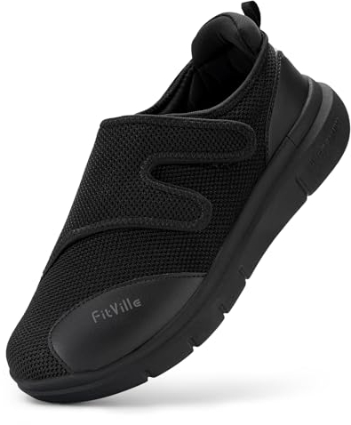 FitVille Scarpe Diabetici per Uomo Extra Larghe per Piedi Gonfi Scarpe Ortopediche Uomo Regolabili per La Neuropatia Dolorosa dei Piedi degli Anziani 45 EU Larga