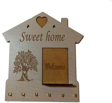 EDURAIT Portallaves de Pared Personalizado – Madera MDF Estilo Vintage – Organizador de Llaves Decorativo para Hogar u Oficina – Regalo Original de Casa Nueva. (CACTUS)