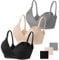 Vinfact Nursing Bra 3 Pack Seamless V Neck Maternity Bra Women Pregnancy Breastfeeding Bra（A-Black,Nude,Grey，XXL）