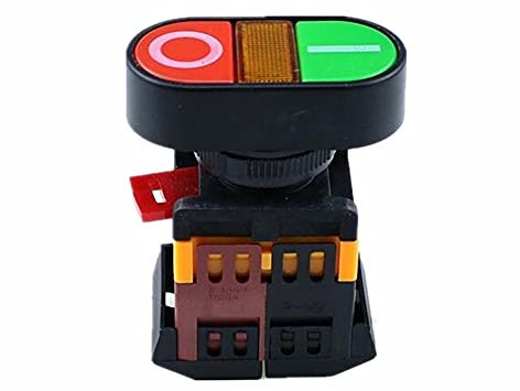 TIOYW 22mm/25mm 220V AC ON/OFF START STOP 1 NO NC 2 buttons APBB-22N Momentary double head Push Button Switch With LIGHT (Size : 110V)
