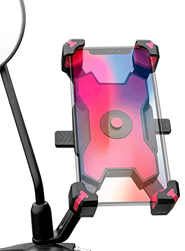 YIUJEFDA Motorcycle Phone Mount, 1s Auto Lock and Quick Release Phone Holder for Motorcycle Moped Scooter Rear View Mirror Phone Mount for iPhone and More 4.5-6.8 inch Cell Phone