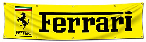 Flagge, kompatibel mit Ferrari, 6 x 2,4 m, Autorennbanner für Garage, Zimmer, Männerhöhle
