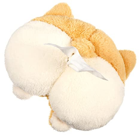 DECHOUS Taschentuchspenderbox Für Sonnenblende Im Auto Serviettenhalter Mit Corgi-po-Design Aus Plüschmaterial Für Kopfstütze Oder Rückbank Für Zuhause Geeignet