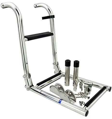 Stainless Marine Folding Ladder Boat Pontoon Transom Boarding Ladder 3 Step Narrow Type