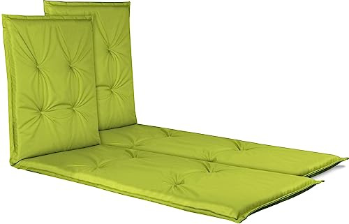 normani 2 Auflagen Gartenliegen Sonnenliegen Auflage - 2er Set Strandliege Polsterauflage mit weicher und langlebiger Füllung aus wasserdichtem Material Grün 195 x 55 x 6 cm