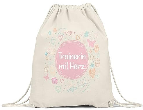 Hey!Print Trainerin mit Herz Turnbeutel Gymsack Dankeschön Geschenk Danke Sagen Für Alles Fitness Handball Fußball Verein