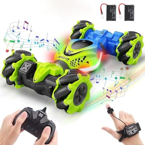 ROCKY&CHAO Ferngesteuertes Auto 4WD 2.4GHz Gestenoperation RC Auto Für Kinder 360° Drehung Auto Drift Car mit Handsteuerung Off-Road RC Twist Car mit Licht und Musik,Geschenke Für Kinder