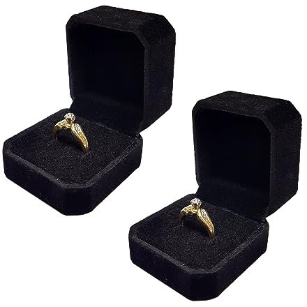 Bayli 2er Set Ringetui für Verlobungsringe - Ringbox für Ringe Ringschachtel für Verlobungsring Schmuckschachtel für Hochzeit/Valentinstag Geschenkbox Schmuckkästchen Trauringetui Schmucketui Schwarz