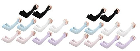 Toddmomy 10paare Uv-schutz Armmanschetten Atmungsaktivem Eis-seide Kühlende Ärmel Für Outdoor-aktivitäten Für Golf Angeln Laufen Und Farben Weiß Blau