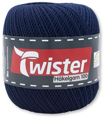 Frida's Wollhaus Twister 100 g Häkelgarn 100 Baumwolle mercerisiert gekämmt gasiert 18 Farben (59 | Marine)