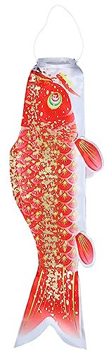 VANZACK Karpfen-Streamer Wind Sushi japanische Karpfenflagge traditionelle hängende Flagge Flaggen Golddekor Outdoor- bronzieren Schleife Socke schmücken 3d hängender Fisch Stoff rot