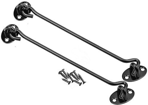 Litensh 2 chiusure a gancio per porta da fienile, gancio e chiusura a occhiello, ganci per cabina e serratura a occhiello, gancio girevole per finestra per porta scorrevole, camera da letto, bagno,