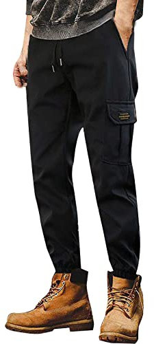 sdhienbb Herren Cargohose aus Baumwolle m. Taschen Outdoorhose Black Squad Cargohosen Für Herren
