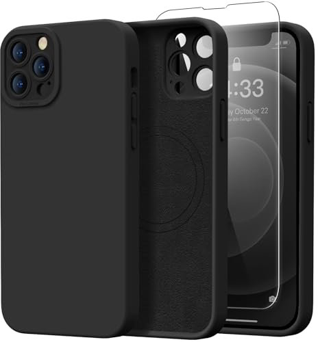 Kiresen Coque conçue pour iPhone 12 Pro Max avec protecteur d'écran – Protection de l'appareil photo améliorée – Compatible avec la recharge sans fil – Coque de protection en silicone de 6,7 pour