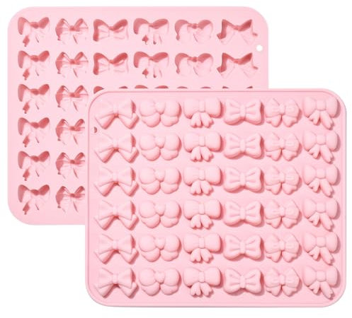 UR URLIFEHALL Lot de 2 moules en silicone en forme de nœud mignon pour bonbons, chocolat, gelée, glaçons, décoration de gâteaux, friandises pour animaux