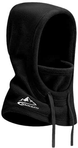 JFAN Cagoule Polaire Coupe-Vent Balaclava Hiver Respirant Cagoule Femme Homme Hiver Masque Ski Bonnet Cagoule Polaire Chaud Unisexe Moto Running Snowboard Chaude Cache Cou,Noir