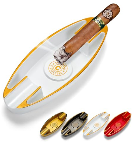 CIGARLOONG Aschenbecher Portable Reise 2 Slot für Haushalt Desktop Patios Innen Outdoor Büro Dekoration Zigarren Aschenbecher(weiß)