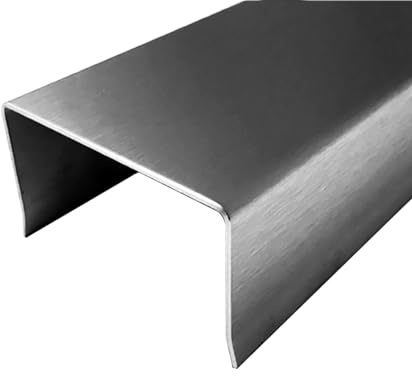 Edelstahl Zaun Abdeckprofil U-Profil Innen 45 mm 1.4301 Gebürstet Korn 320, 1,5 mm (900 mm)