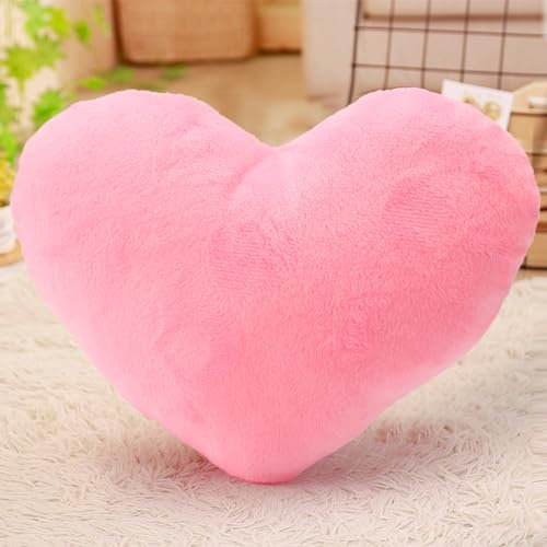 TNSLAND Coussin Decoratif Moelleux en Forme de Cœur Doux Coussin de Fleurs Oreillers Mignons Oreiller Cœur pour La Saint-Valentin Coussin Cœur pour Salon Chambre à Coucher Canapé Bureau Rose (30cm)