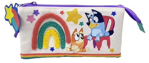 CYPBRANDS CyP Brands-Bluey, Estuche, Portatodo, Material Escolar, Preescolar,Rainbow, Multicolor, Producto Oficial