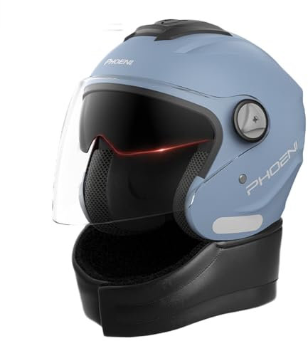 MTR DX3 Jethelm, ECE Zertifizierter Motorradhelm - Maximale Verkehrssicherheit, Robust & Komfortabel, Ideal Für Motoroller & Vespa, Ratschenverschluss, Klares Visier, XS-XL E,One Size(55-62CM)