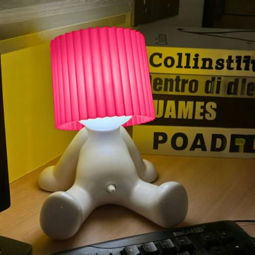 Kreative Nachtlicht A Little Shy Man, Lustige Schüchterner Mann Lampe Tischlampe, LED Tischlampe Mit Schirm, Romantische LED Nachttischlampe Schlafzimmer Deko Lampe (Sitz, Rosa)