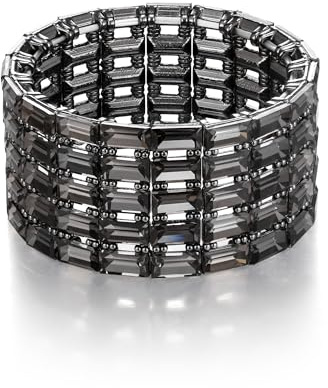 EVER FAITH Mehrreihiges Kristall Armband glitzernde Strass-Stretch-Armkette für Damen Hochzeit Party Braut